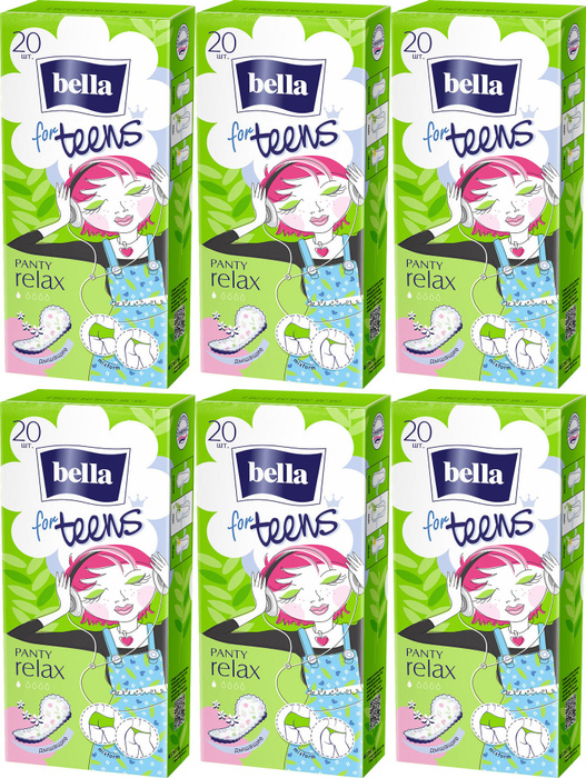 Bella, Прокладки ежедневные Panty Relax for teens, 20 шт/уп, 6 уп ...