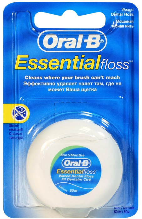 Зубная нить Oral-B Essential Floss вощеная, 50м, мятная - купить с ...