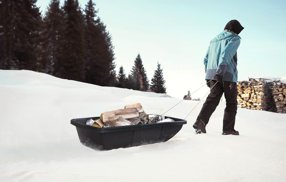 Сани волокуши Гигант с веревкой и ручкой (3 сегмента) / волокуши для ...