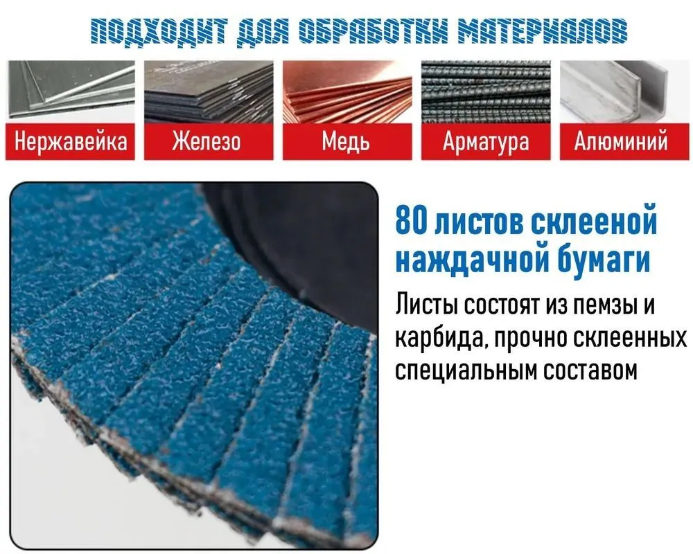 Лепестковый шлифовальный круг 125mm P180, вариант, фото 4