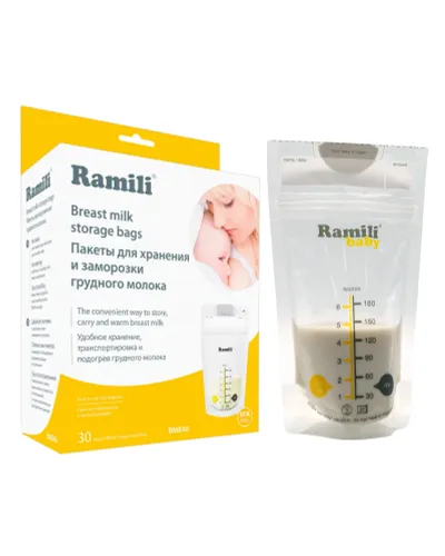 Пакеты для хранения и заморозки грудного молока 30 шт/180 мл. Ramili Baby BMB40