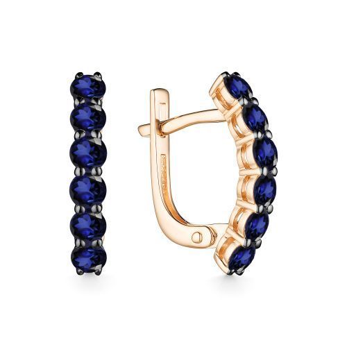 АЛЬКОР Золотые серьги 585 женские с 12 сапфирами - купить с доставкой ...