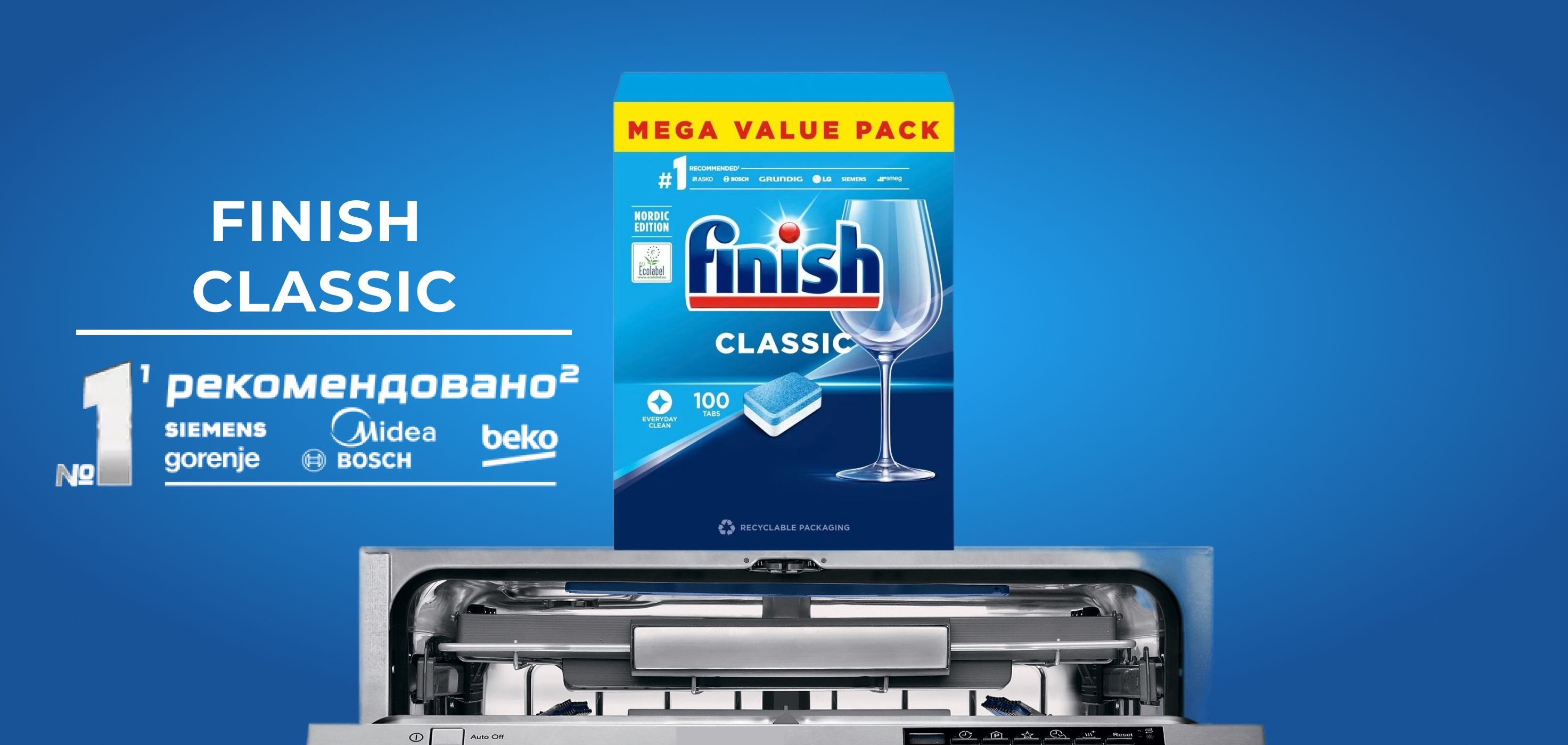 Таблетки Finish Classic 100 для посудомоечной машины - бесфосфатное ...