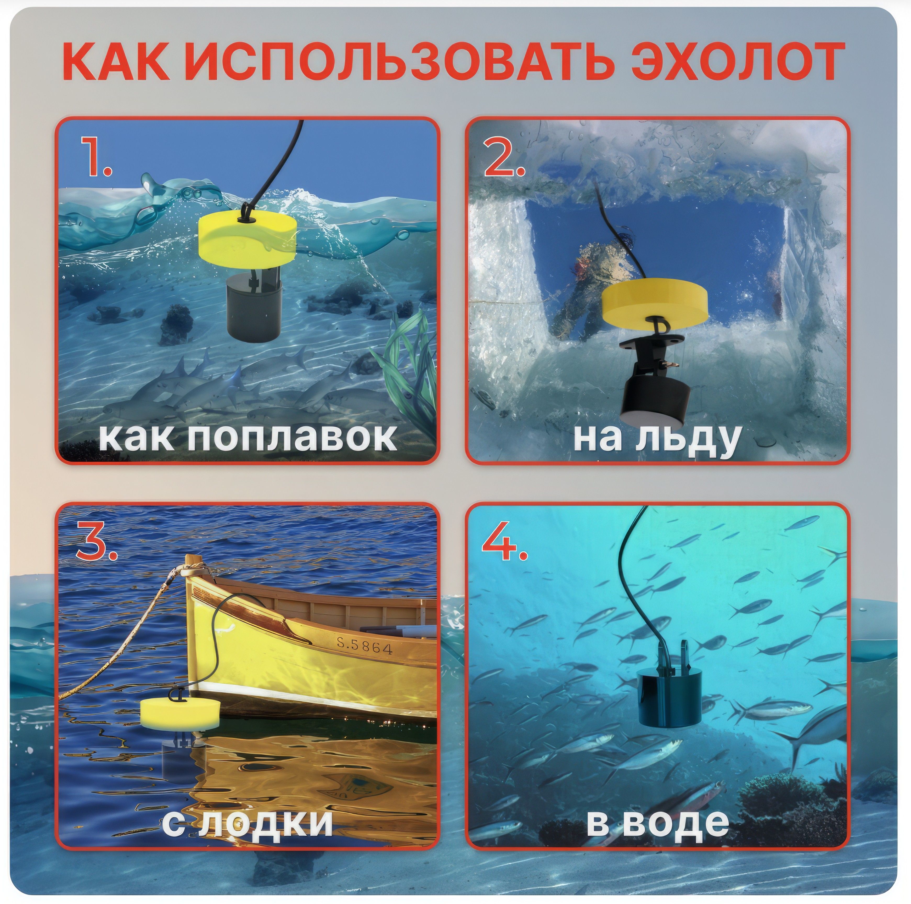 Эхолот для рыбалки Sonar Fishfinder L4 / глубиномер для зимней и летней ...