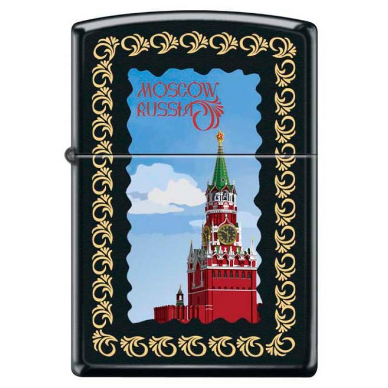 ZIPPO бензиновая зажигалка Московский кремль Black Matte #1