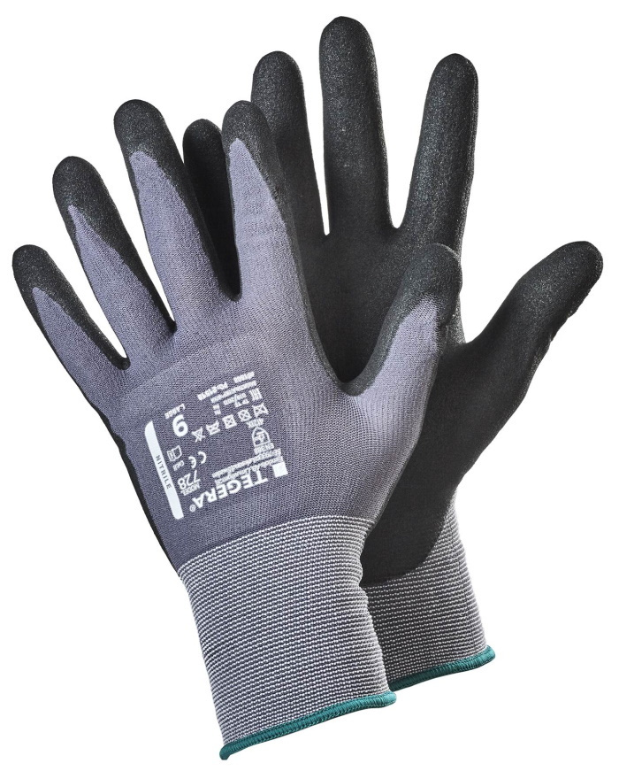Перчатки TEGERA 728 рабочие, защитные, нейлон, облив нитрил, маслобензостойкие в области ладони, размер #1