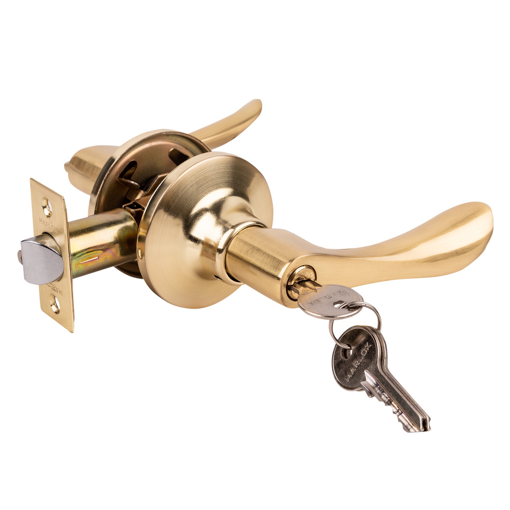 Ручка-защелка дверная ЗВ3-01 межкомнатная ключ/фиксатор SB (золото матовое) MARLOK  #1