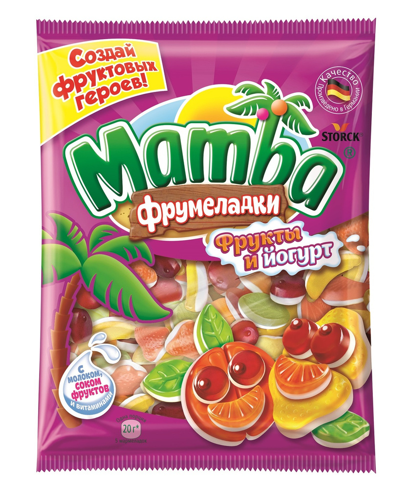 Жевательный мармелад Mamba Фрукты и йогурт, 140 г х 14 шт