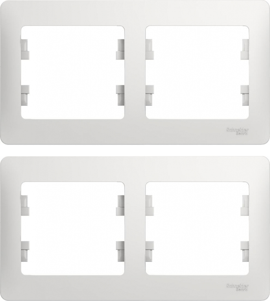 Рамка Schneider Electric Glossa двухместная горизонтальная белая (комплект из 2 шт.)  #1