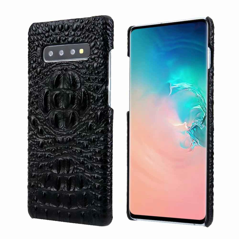 Чехол-накладка-бампер MyPads Premium для Samsung Galaxy S10 SM-G973F  (Самсунг Галакси С10) из натуральной кожи крокодила с тиснением  экзотическая неповторимая фактура ручная работа черный - купить с доставкой  по выгодным ценам в интернет-магазине