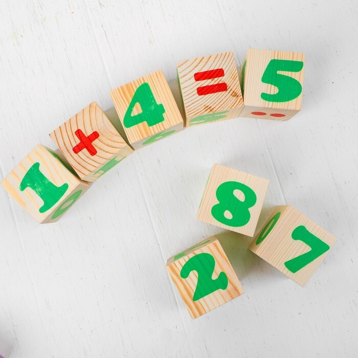 Деревянные кубики "Цифры" 12 элементов: 4 x 4 см, Томик #1