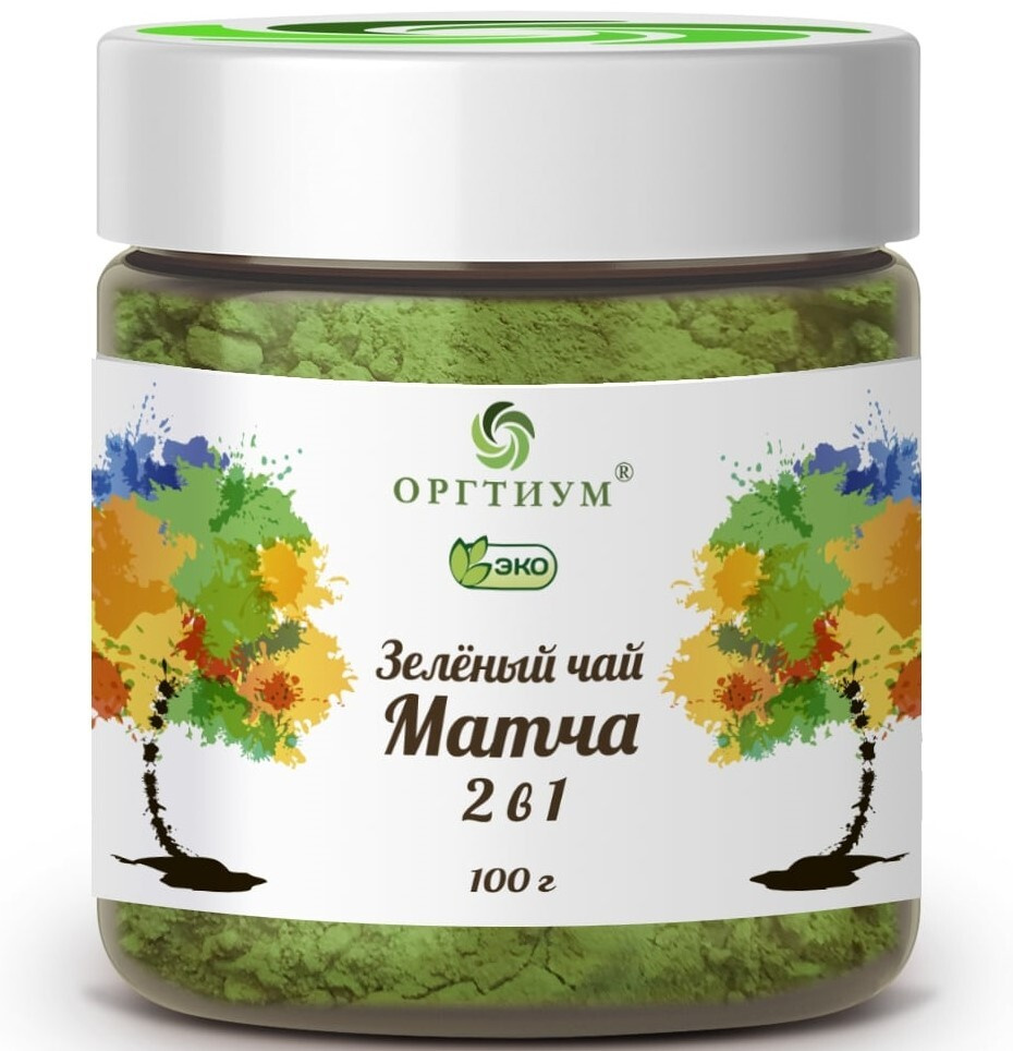 Зеленый чай Матча (Matcha Tea) Оргтиум, 2 в 1 (с сахарной пудрой), 100 гр  #1