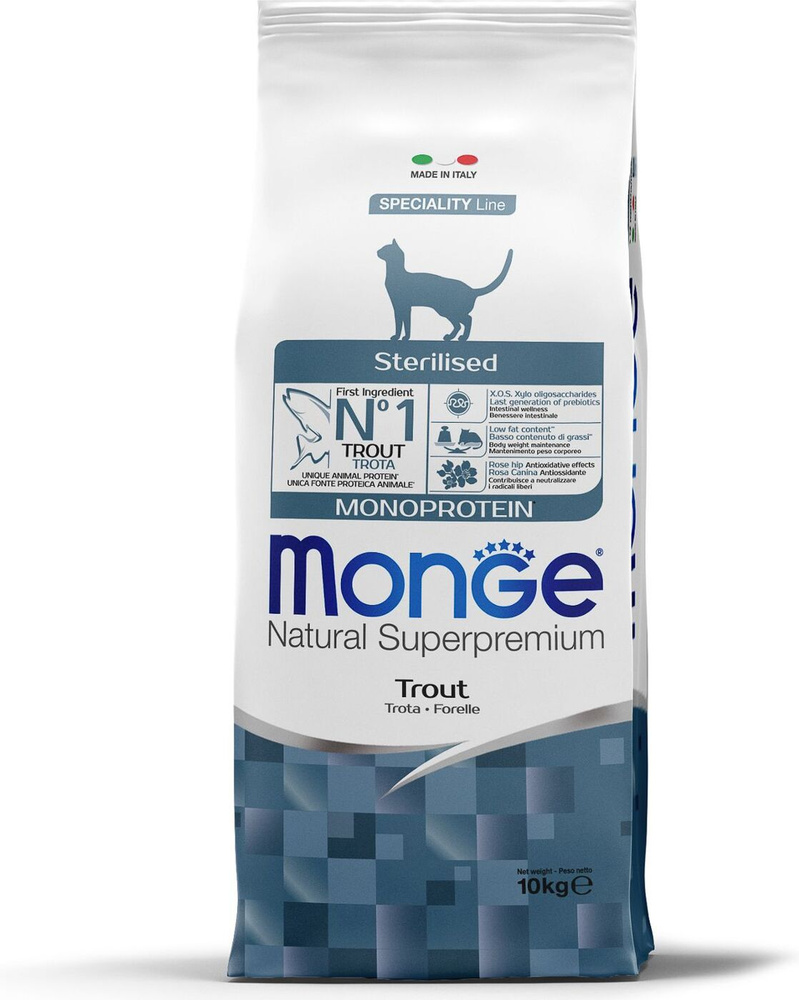 Monge Cat Monoprotein Sterilised Trout / Сухой корм Монж Монопротеиновый для Стерилизованных кошек Форель #1