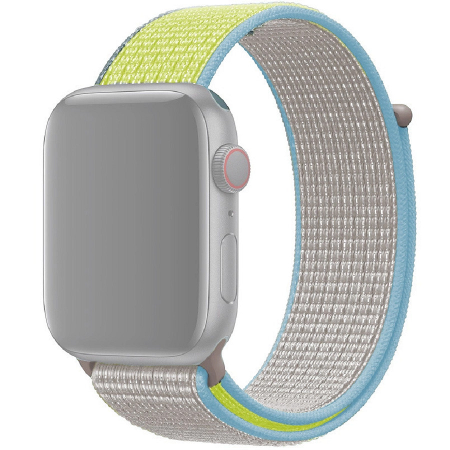 Нейлоновый тканевый ремешок для Apple Watch Series 1-8 и Ultra - 42/44/45/49 мм (эпл вотч), желтый-бирюзовый #1