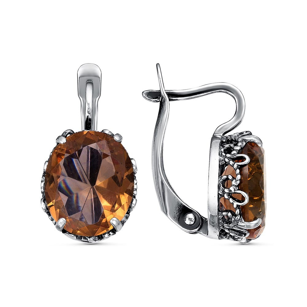 Серьги Красная Пресня из серебра 925 пробы с искусственным султанитом ...