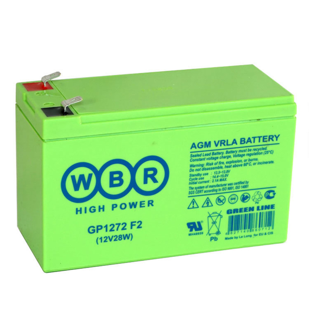 Аккумуляторная батарея WBR GP 1272 F2 (28 W) 7,2-12 ( 12В 7,2АЧ / 12V 7,2AH ) для детской машинки, ИБП, #1