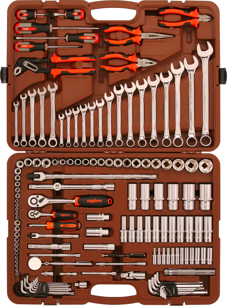 Набор инструмента универсальный 1/4", 3/8" и 1/2"DR, 141 предмет ombra OMT141S  #1