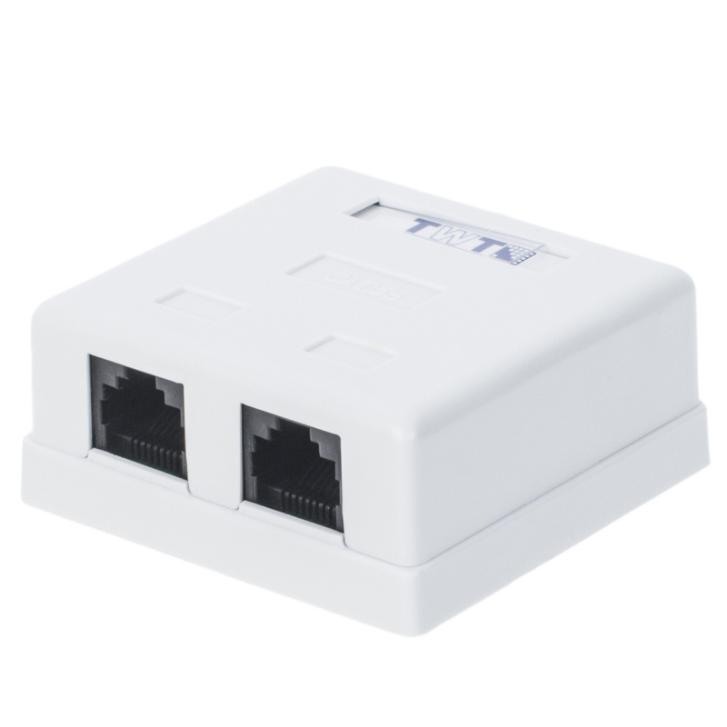 Розетка TWT (TWT-SM2-4545-WH) настенная 2 порта RJ-45 категории 5е. UTP ...