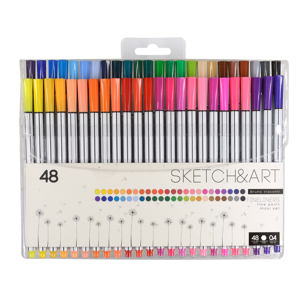 Капиллярные ручки цветные набор линеры для скетчинга рисования Bruno .
