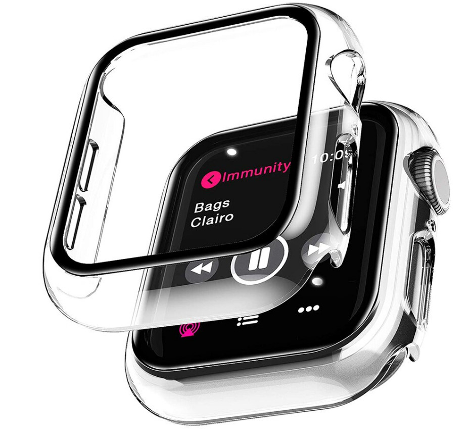 Противоударный чехол 360 для часов Apple Watch 38 мм полное покрытие с защитой экрана прозрачный #1