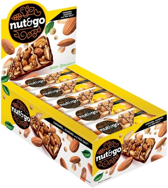 Батончик "Nut and Go" миндальный,  18 штук по 34 г #1