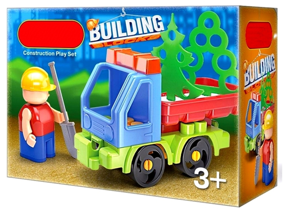 Конструктор детский/Стройка/набор с грузовиком/19 деталей/из кирпичиков ...