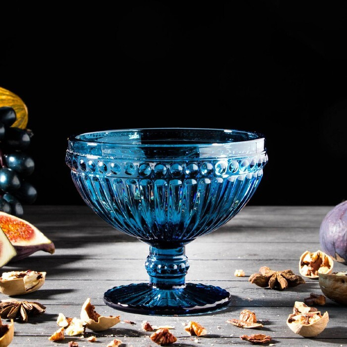 Креманка стеклянная "Босфор", 350 мл, 12x11 см, цвет синий #1