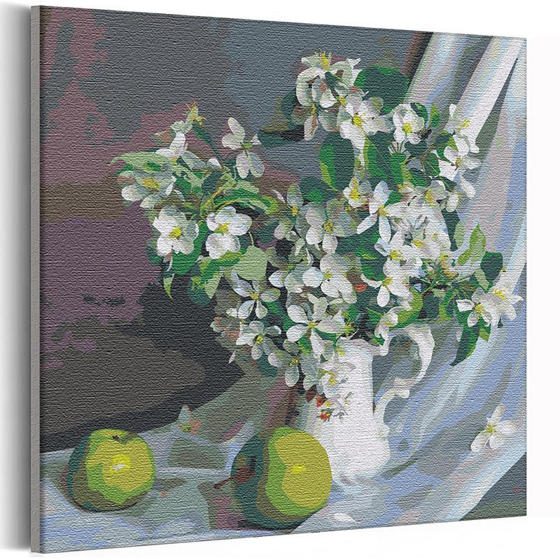 Яблоневый цвет / Цветы, яблоки Раскраска картина по номерам на холсте 40х40  - купить с доставкой по выгодным ценам в интернет-магазине OZON (489304593)