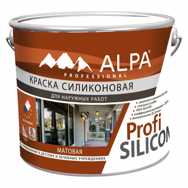 Краска фасадная силиконовая Alpa Profi Silicon белая 9 л #1