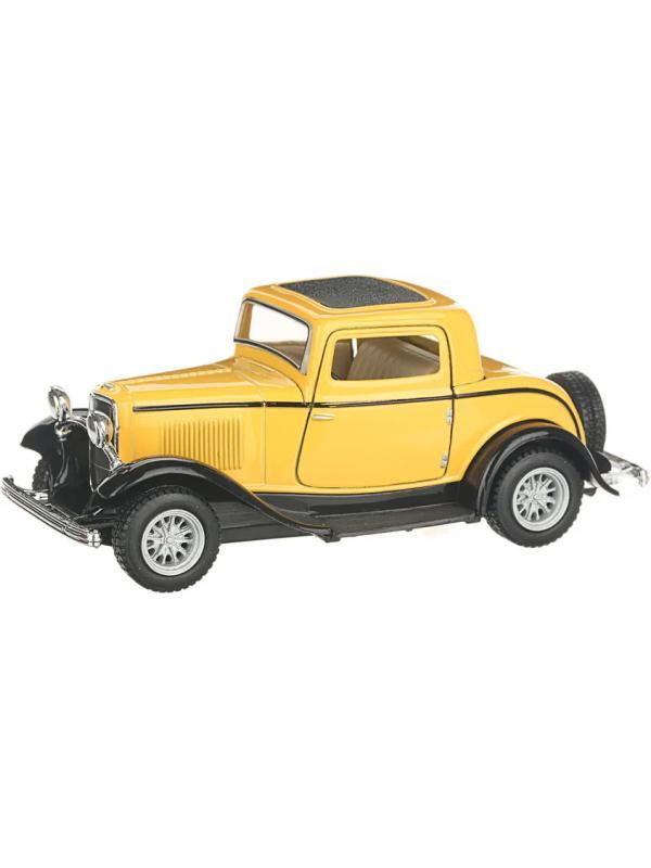 Машинка металлическая Форд Купе Ford 3-Window Coupe 1932 Kinsmart 1:34 5332DKT инерционная, цвет Желтый #1