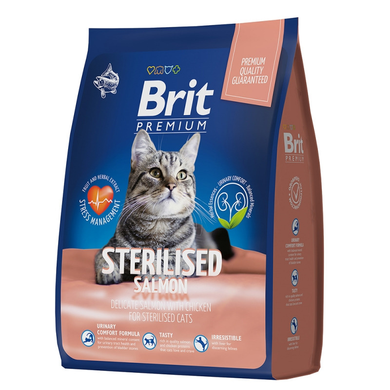 Brit Premium Cat Sterilised Salmon&Chicken корм для стерилизованных кошек с лососем и курицей 2кг  #1