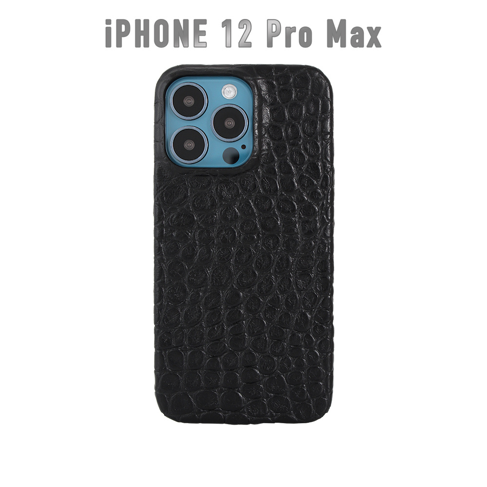 Чехол для IPhone 12 Pro max из кожи текстура крокодил черный глянец -  купить с доставкой по выгодным ценам в интернет-магазине OZON (595950548)