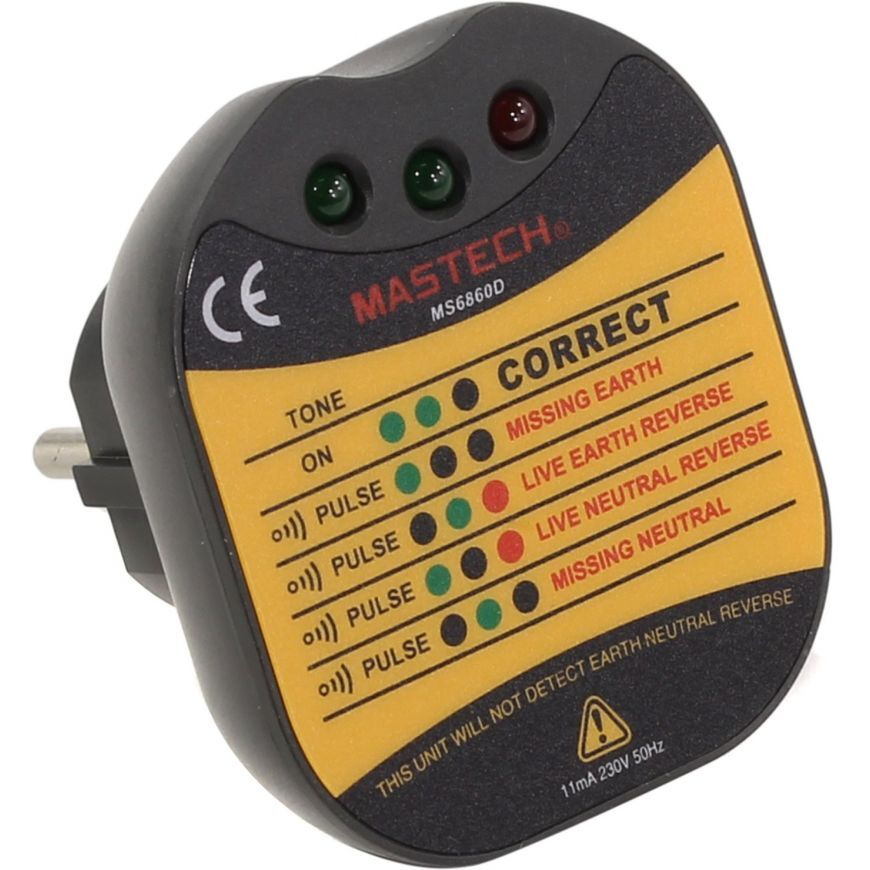 Цифровой тестер электросети для евро-розеток Mastech MS6860D купить по ...