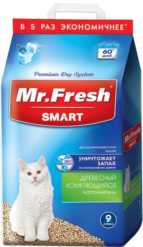 Mr.Fresh Наполнитель Древесный Комкующийся Хвойный 4400г. #1