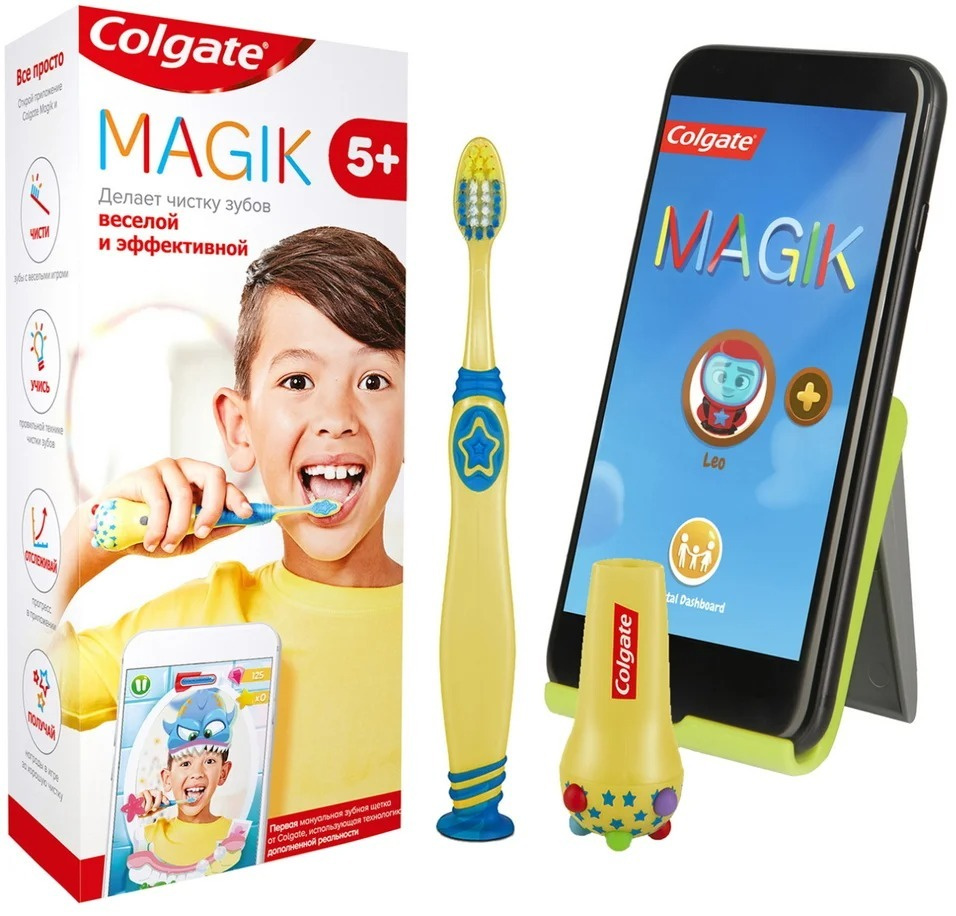 Colgate / Зубная щетка Colgate Magik детская 5+ супермягкая с приложением  для чистки зубов 2 шт - купить с доставкой по выгодным ценам в  интернет-магазине OZON (1496279414)