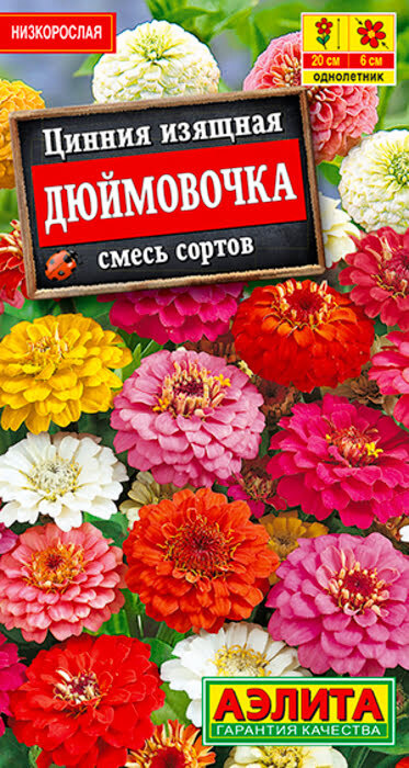 Семена Цинния Дюймовочка, смесь окрасок (0,3г) - Аэлита #1