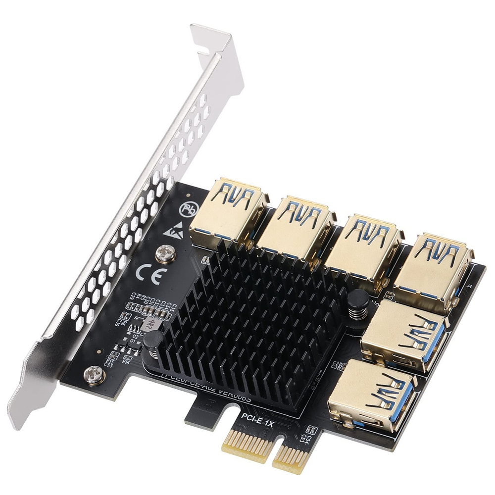 PCIe от 1 до 6 PCI Express 16X Райзер-карта USB 3.0 Адаптер-конвертер ...