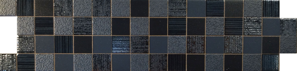 Бордюр керамический "Estilker"-6750 Мозаика чёрная 6,5х25, 1 шт #1