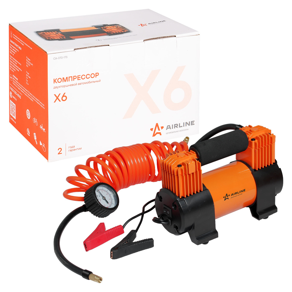 Компрессор X6 двухпоршневой (70л/мин., 10 АТМ, от АКБ) (серия STANDARD ...
