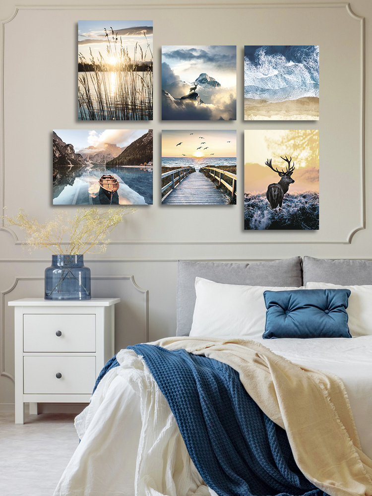 LOFTime Картина "Картины на холсте с подрамником LOFTime ПРИРОДА ГОРЫ ОЛЕНЬ 6 шт К-296-3040" 70x100 см #1