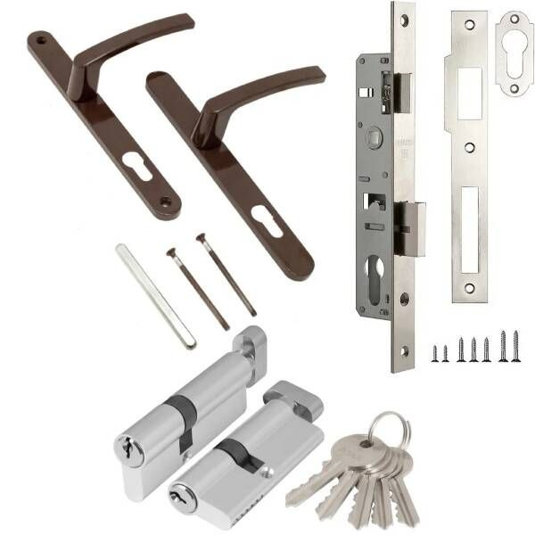 Комплект фурнитуры для калитки LD Ajax 8017 коричневый ключ/вертушка  #1