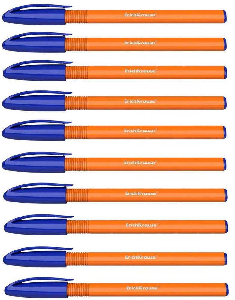 Ручка шариковая ErichKrause U-108 Orange Stick 1.0, Ultra Glide Technology, цвет чернил синий , 10 шт #1