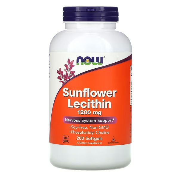 Лецитин подсолнечника 1200 мг NOW Sunflower Lecithin 1200 mg, 200 капсул #1