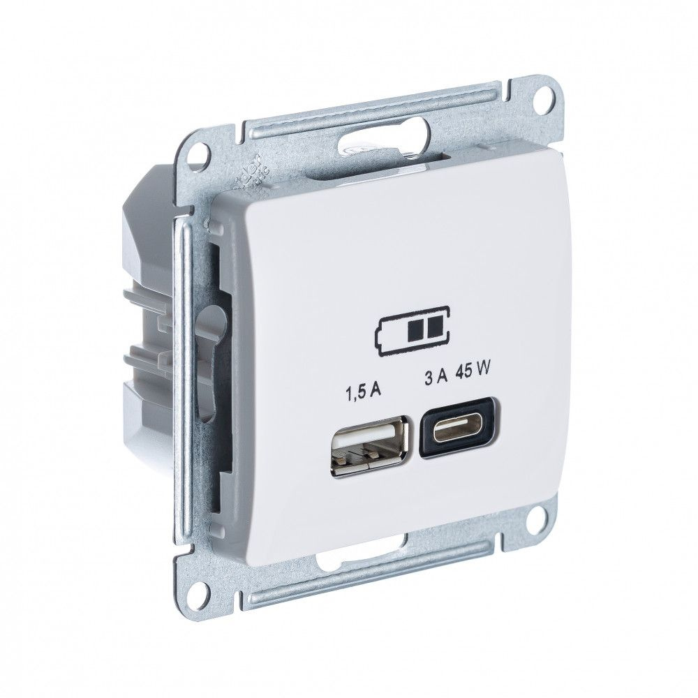 Розетка 1 СП USB A+С, 45W, механизм SE GLOSSA бежевый #1