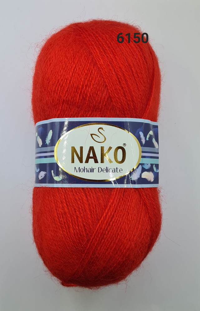 Пряжа Nako Mohair Delicate / Нако Мохер Деликат / , цвет- 6150/207 Алый -3 шт.  #1