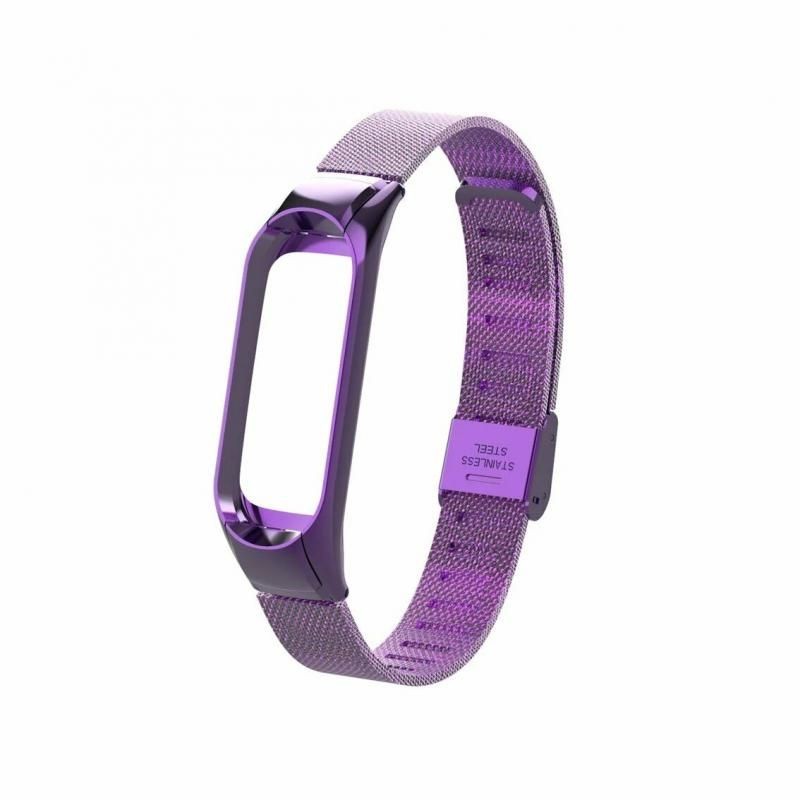 Ремешок сетчатый металлический для Xiaomi Mi Band 4 Metal Mesh Strap (Purple/Фиолетовый)  #1