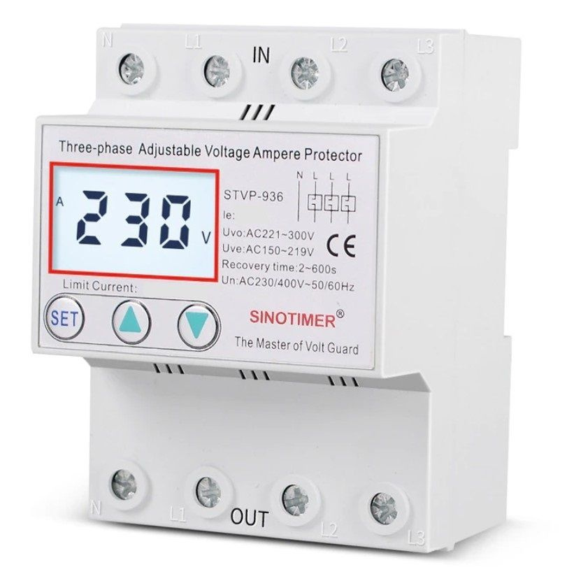 Реле контроля напряжения и тока Sinotimer STVP-936 63A - купить по ...