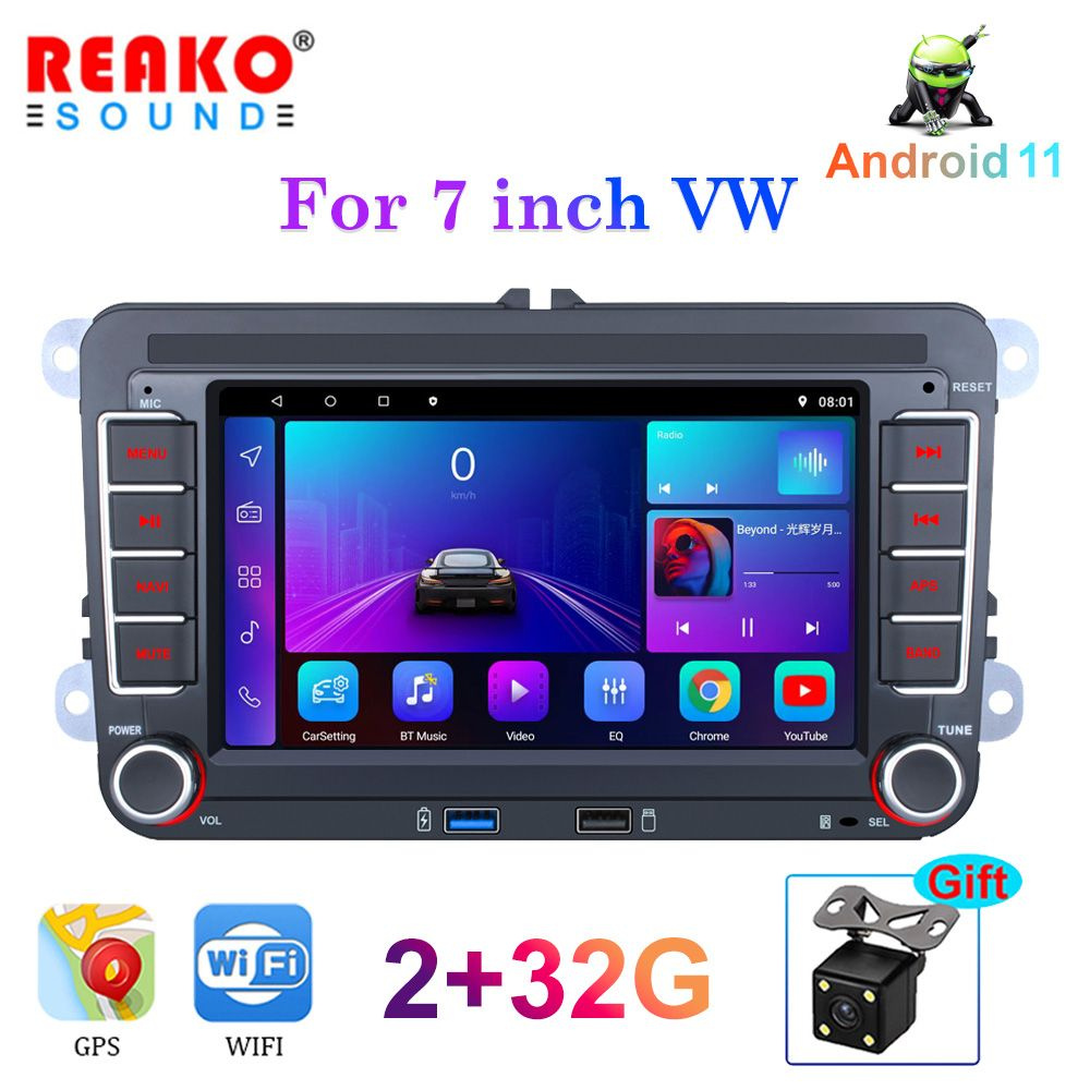 2 Din Android 11 2+32G Автомобильное радио 7 дюймов Для VW / Volkswagen  Skoda Octavia golf 5 6 touran passat B6 polo Jetta GPS/WiFI2 DIN - купить в  интернет-магазине OZON с доставкой по России (829185632)