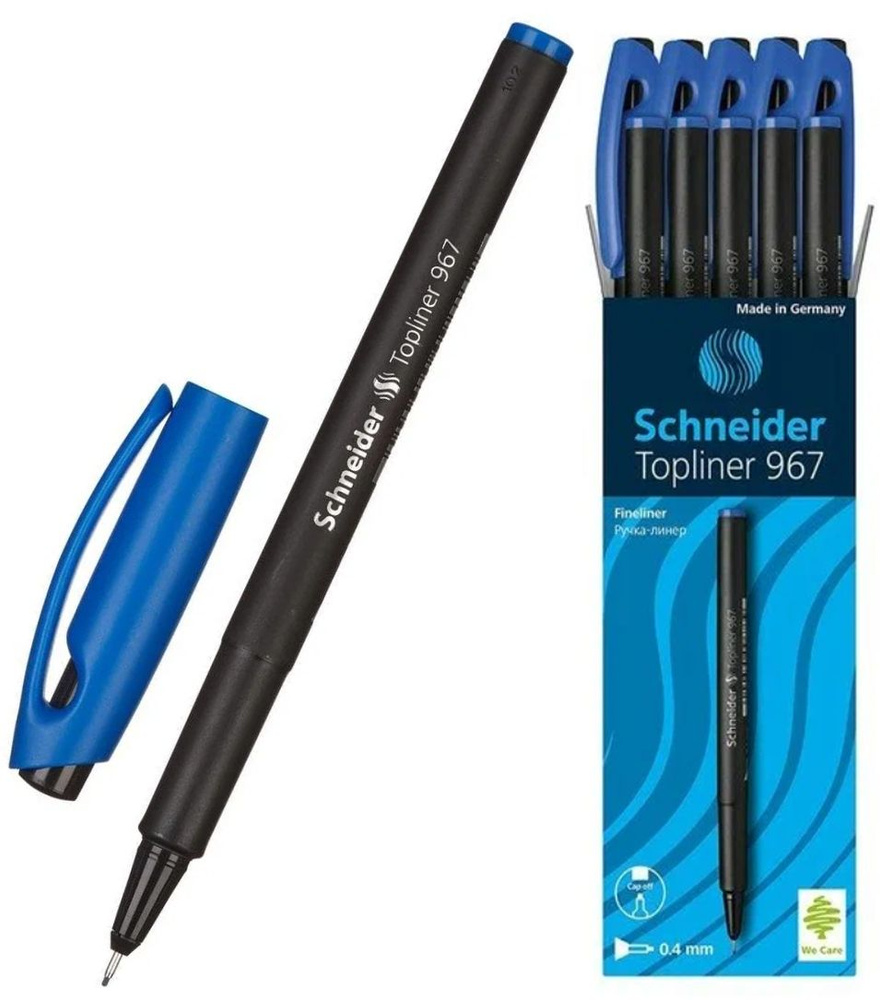 Ручка Schneider "Topliner 967" капиллярная, синяя, 0.4мм 10 шт #1