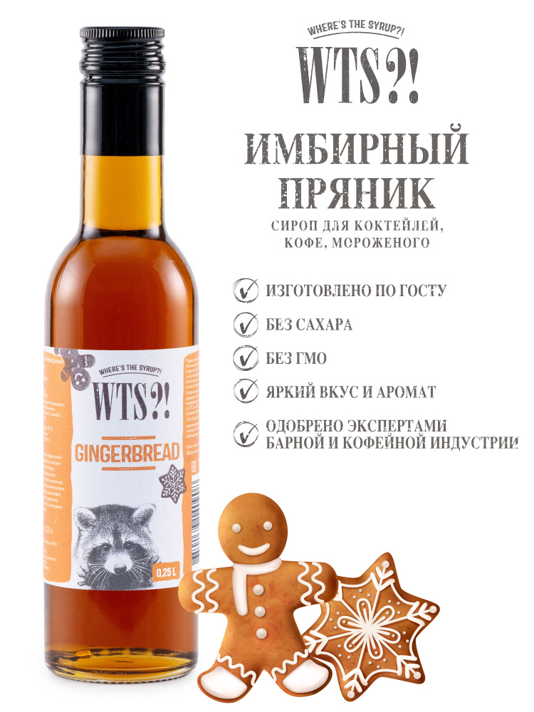 Сироп WTS?! Имбирный пряник 0,25л, для кофе и коктейлей, лимонада ...